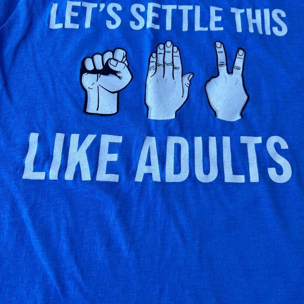 Tee Luv Rock, Paper, Scissors, Blue Short Sleeve T-Shirt,  Men's size S